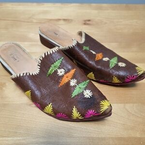 MOROCCAN | Leather Slipper Shoes, Sz. 9